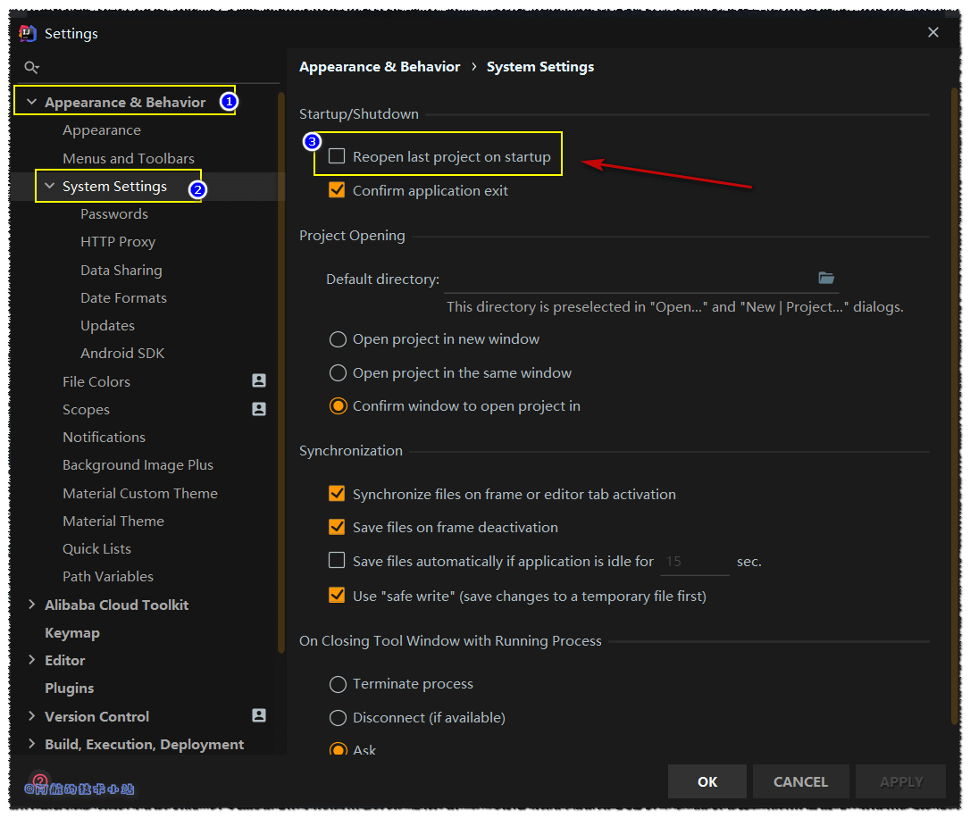 IDEA / Android Studio / WebStorm 取消默认打开最近项目